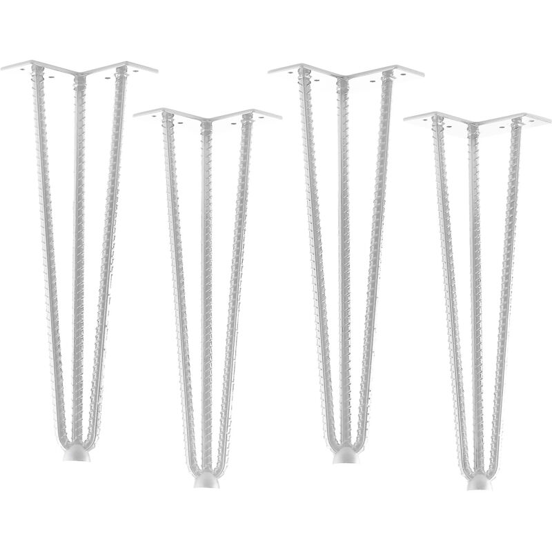 So-tech - Sotech 4 Stück Tischbeine Haarnadelbeine Mit Bodenschutz Stahl 3 Streben Montageplatte 12x12cm Weiß Lackiert Höhe 406 Mm (moniereisen)