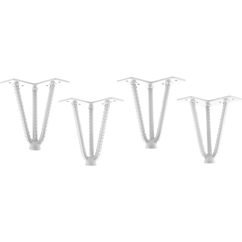 So-tech - Sotech 4 Stück Tischbeine Haarnadelbeine Mit Bodenschutz Stahl 3 Streben Montageplatte 12x12cm Weiß Lackiert Höhe 150 Mm (moniereisen)