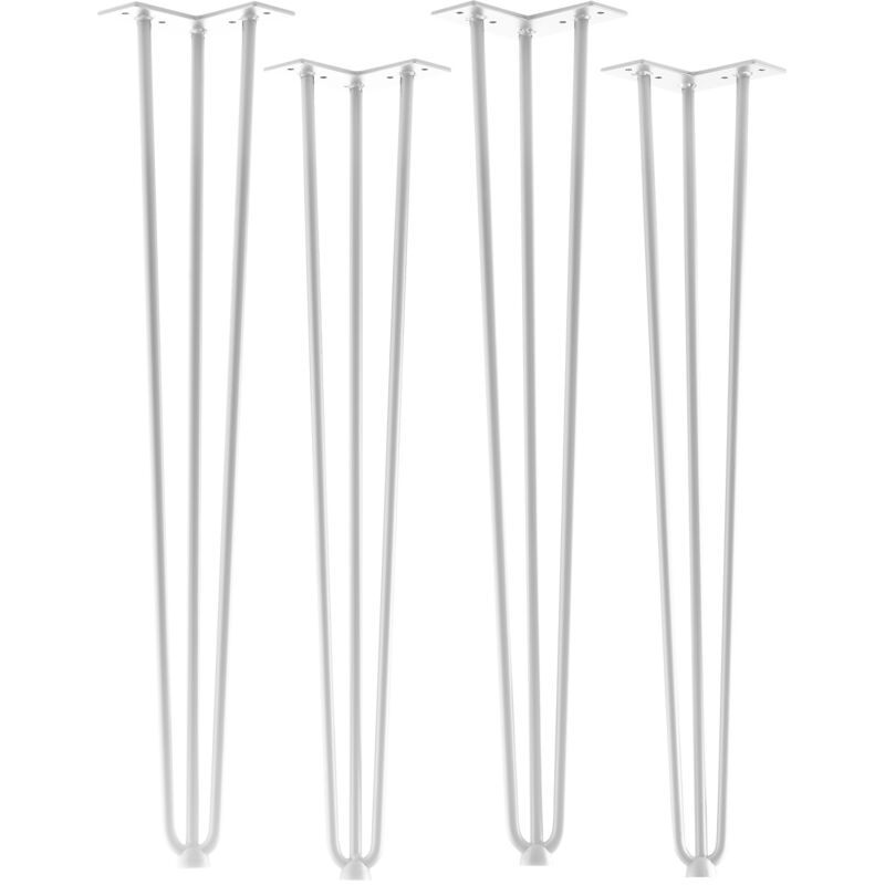 So-Tech Sotech 4 Stück Tischbeine Haarnadelbeine Mit Bodenschutz Stahl 3 Streben Montageplatte 12x12cm Weiß Lackiert Höhe 710 Mm (rundstahl)