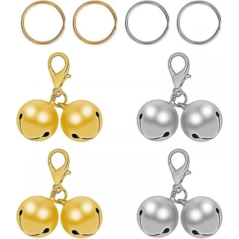 4 Stück Haustierglocken, Hundehalsbandglocken Gold Silber Glocken für Katzen Hunde Halsband Charm Anhänger