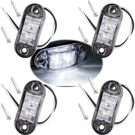 4 Stück IP65 12 V/24 V LED ovale Seiten-Logoleuchte vorne und hinten Positionsanzeigelampe Universal für LKW-Anhänger Van Caravan LKW Reisebus, weiß