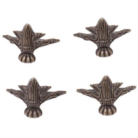 4 Stück Kleine dekorative Eckbeine aus Metall für Schmuckschatulle, Tisch mit Schrauben im Vintage-Stil