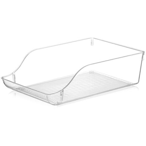 4 Stück Kühlschrank-Organizer 22,5 x 10 cm, offenes Design in Transparent
