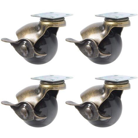 4 Stück Lenkrollen für Möbelbeine (1,5 Zoll (40 mm) – mit Bremse)