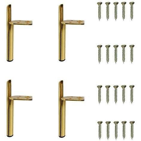 4 Stück Moderne Möbelbeine, Ersatz-Schrankbeine, Tisch- und Bettfüße mit Schrauben, Gold – 13 cm
