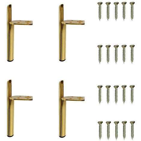 4 Stück Möbelbeine aus Eisen Moderne Ersatz Sofabeine mit Schrauben für Tisch Bett Schrank Gold - 13cm