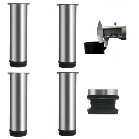 4 Stück Möbelbeine, verstellbare Möbelbeine aus Edelstahl, Möbelbeine für Badezimmer, Büromöbel, Küchenmöbel, höhenverstellbar 0–15 mm (Silber, 12 cm)