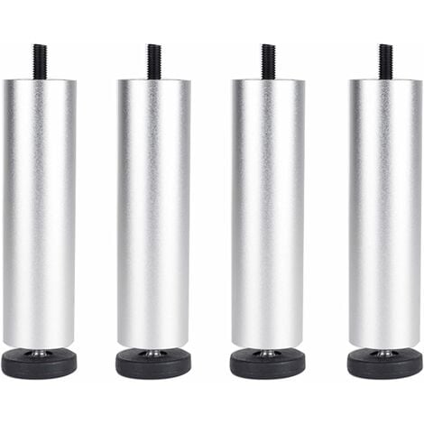 PETITES ECREVISSES 4 Stück Möbelfüße Verstellbare Tischbeine Aluminiumlegierung Möbelbeine für Bett Sofa Schrank Silber - 25cm
