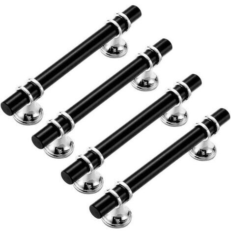 4 Stück Möbelgriffe, Schwarze Küchenschrankgriffe, Türgriff, Küchenmöbel aus Aluminiumlegierung, für Schrank Schublade Schlafzimmermöbel (96 MM)