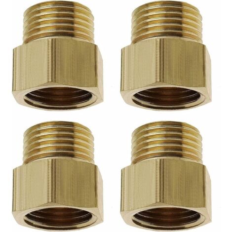 4 Stück Rohrverschraubung 3/8 Zoll weiblich auf 1/4 Zoll männlich Adapter Sechskantdüse BSP-Gewinde Messinganschluss, GU.B/bon