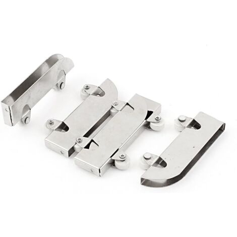 4 Stück Rollen für Glasschiebetüren, Doppelräder, Edelstahl, 5 mm