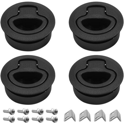 4 Stück runde schwarze Flush-Pull-Riegel für Wohnmobil-Boots-Marine-Deckluken-Tür-Ersatz