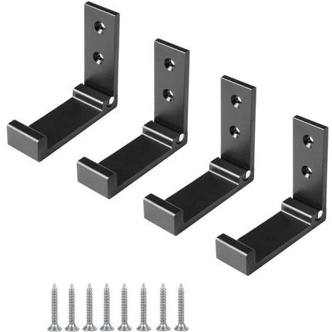 4 Stück (Schwarz) Wandhaken aus Aluminiumlegierung, um 90° klappbare Kleiderhaken mit Schrauben für Wandschranktür, Küche, Badezimmer, Büro, Wandgarderobe, Badezimmer