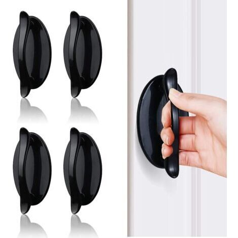 4 Stück schwarze, selbstklebende Türgriffe, Eingangstürgriffe, Schiebetürgriffe, ABS-Kunststoffgriffe für Türen, Fenster, Schränke, Schubladen, Kleiderschränke