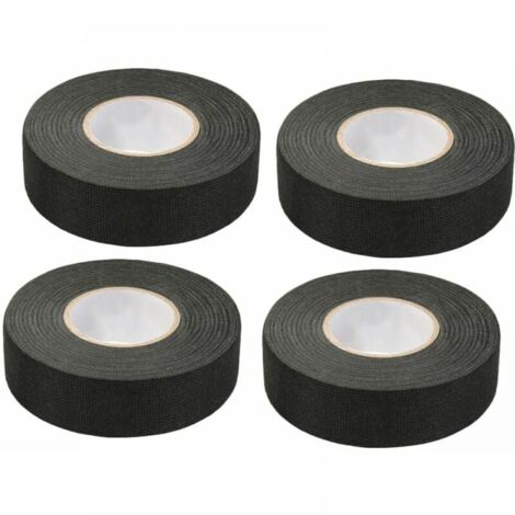 4 Stück schwarzes Auto-Klebeband (1,5 cm x 15 m) – Auto-Gewebeband, Hochtemperatur-Klebeband, strapazierfähiges schwarzes Klebeband, Gewebeband, Auto-Kabelbaumband
