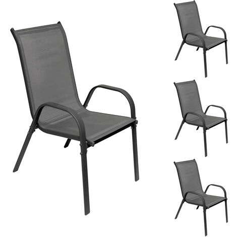4 Stück Stapelsessel Metall KD - Textilen Grau / Anthrazit-DMC330881-4