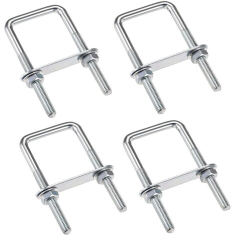 4 Stück U-Bügel M6 80 x 50 mm, Edelstahl-U-Bügel mit Mutter, Unterlegscheiben, Klemmschrauben zur Rohrbefestigung, für Rohrdurchmesser unter 5 Zoll