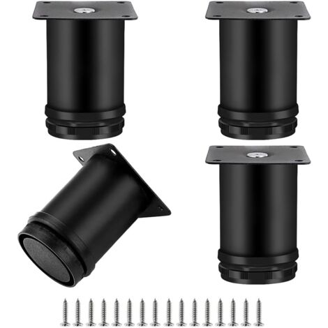 4 Stück verstellbare Möbelbeine, runde Möbelfüße aus Metall, Edelstahl, Sofabeine, Tischfüße, höhenverstellbar 0–10 mm, 50 x 80 mm, Schwarz