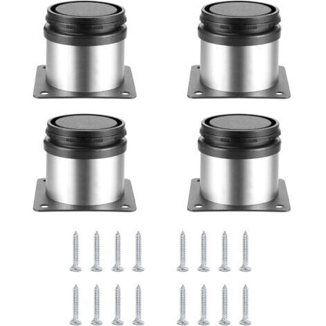 4 Stück Verstellbare Möbelfüße, Tischfuß Verstellbar Höhe Metall, Küchenmöbelfüße, Möbelfüße Schränke Regale Tisch Edelstahl, mit Schrauben - 50x50 mm