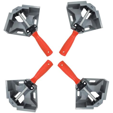 4 Stück Winkelspanner 90 Grad - Aluminium-Legierung Eckspanner Mit Swing Kiefer, Single Handle Winkelklemme für Holz,Legierung Eckspanner für Holzbearbeitung,Engineering