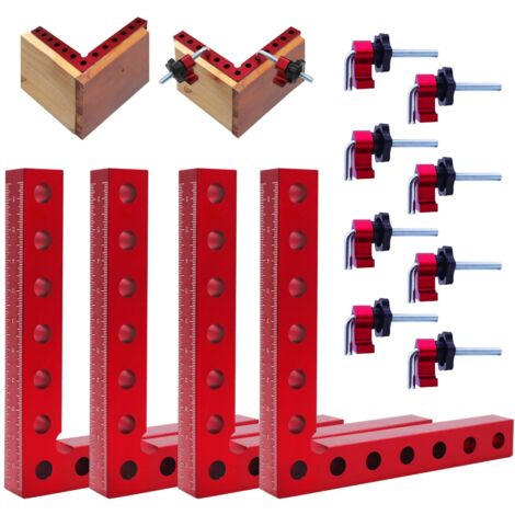 4 Stück Winkelspanner 90° Positionierklemme Rechtwinklige Messklemme für Zimmermannswerkzeug,140mm Holzbearbeitungsklemme mit Präzisionswinkel
