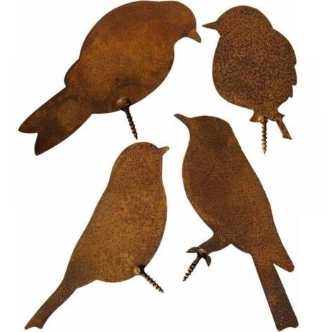 4 STÜCKE Gerostete Vögel mit Schrauben Vögel Garten Silhouette Dekoration Deko Metall Gerostet Garten Yard Art Metall Vögel Ornamente von Vögeln Patio Yard Landschaft