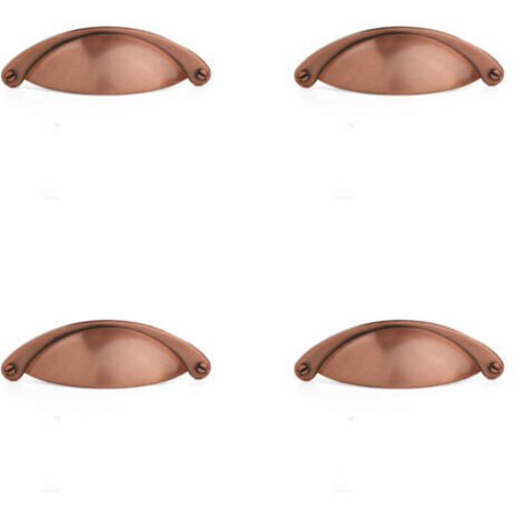 4 STÜCKE Muschelgriff Retro Möbelgriff Vintage Schubladengriff Knopf mit Schrauben für Schränke Schrank Kommode Schubladen (B-430 Rotbronze gebürstet)