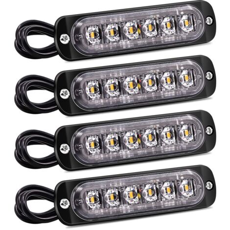 4 STÜCKE Stroboskop-Seitenlichter, 6 LED-Warnblinklichtleiste, gelbes Störungssignal, Notfall-Blinklichter, wasserdicht 12 V 24 V, universell für PKW-LKW
