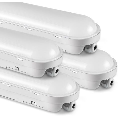 4 Stück，Feuchtraumleuchte LED 120CM, 36W 4500LM LED Lampe Röhre, Verknüpfbar Werkstattlampe IP65 Wasserfest LED Leuchtstoffröhre Leuchte für Büro Keller Garage, Neutralweiß 4000K