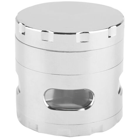 4-stufige Kräutermühle aus Metall mit Schaber – Silberne manuelle Gewürzmühle
