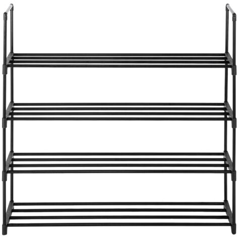4-stufiger Schuhständer, Schuhturm, Regal-Aufbewahrungs-Organizer für Schlafzimmer, Eingangsbereich, Flur und Schrank, Farbe Schwarz