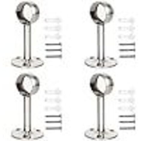 4 Support de Fixation pour Plafond , Support de Tringle A Rideaux Avec Vis et Tube D'expansion à Vis, pour Armoire, Cuisine (22mm, Silber)