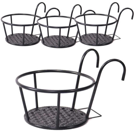 4 supports à fleurs en fer forgé pour balcons, supports suspendus pour pots de fleurs et supports suspendus pour rebords de fenêtres.