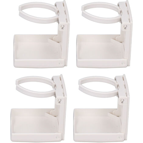 4 Supports à Gobelets Amovibles et Réglables pour Véhicule, Camping-Car ou Bateau, Fixation Murale ou Verticale, Blanc