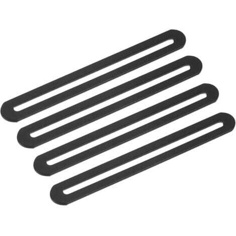 4 supports de fixation plats droits et épais en acier inoxydable de 155 x 19 mm, pour étagères de meubles fixes (noir)
