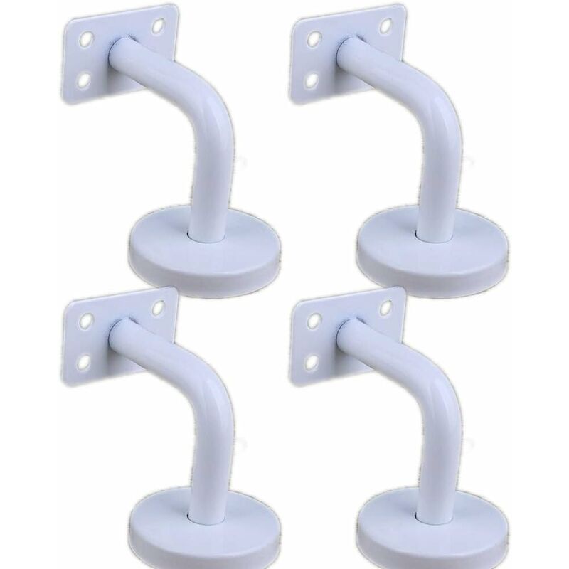 Lablanc - 4 supports de main courante en acier inoxydable en blanc pour supports de rampe d'escalier muraux pour supports muraux de rampe