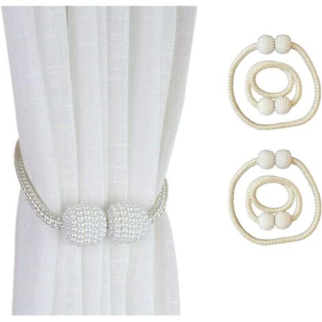 4 supports de rideaux, boucles de rideaux, supports de rideaux magnétiques à perles