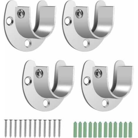 4 supports de tringle à vêtements en acier inoxydable de 28 mm pour penderie, placard ou tringle à rideau de douche (28 mm)