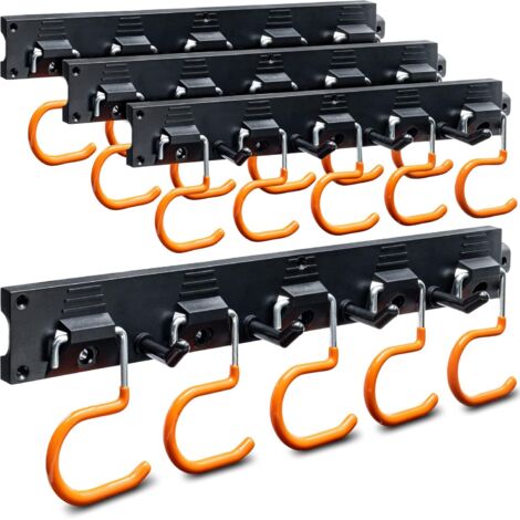 4 Supports Outils Jardin 40cm Crochet Mural Gomme Antidérapante Garage Rangement