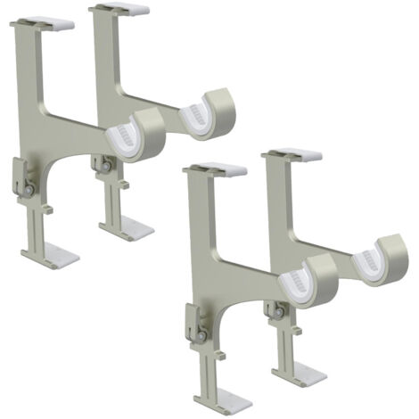 4 Supports Sans Perçage, Gris, pour Tringle à Rideaux, ø20-28mm, pour Coffre de Volet Roulant