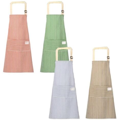 4 Tabliers de Cuisine Unisexes, Réglables en Lin et Coton, avec 2 Poches pour la Cuisine