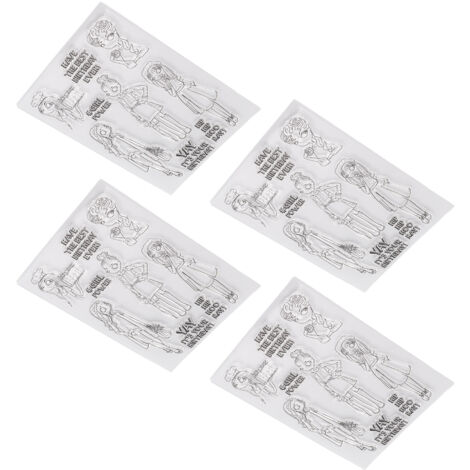 4 Tampons Souples Recyclables pour Scrapbooking DIY, Autocollants Transparents Réutilisables pour Album Photo
