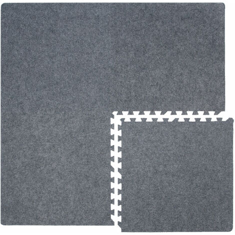 4 Tapis Puzzles plus 8 Cadres Durable Mousse EVA Dimension: 1.58 m² Epaisseur 7 mm Pièces Détachables Couleur Gris - grau