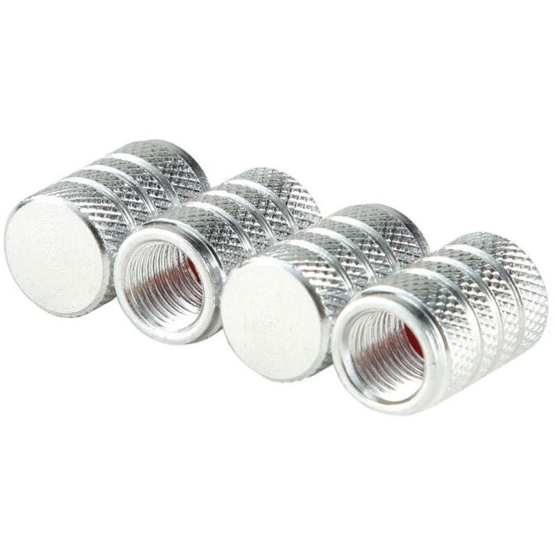4 tappi per valvole per auto, alluminio - argento