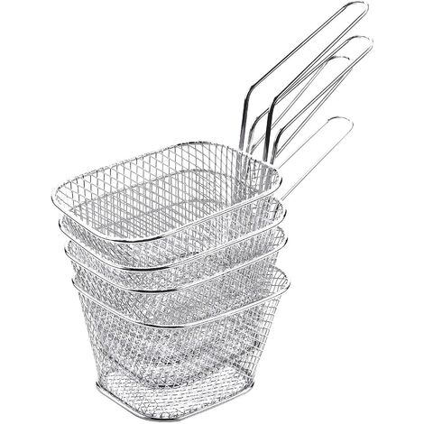 4 teile/los Chips Mini Frittieren Körbe Edelstahl Friteuse Korb Sieb Servieren Von Speisen Präsentation Coo