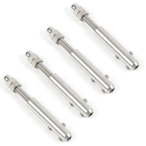 4-teilige Drahtseilklemmen, Verbinder aus Edelstahl 304, geeignet für 4-mm-Drahtseile und L-förmige Drahtseilspanner mit Keilverzahnung