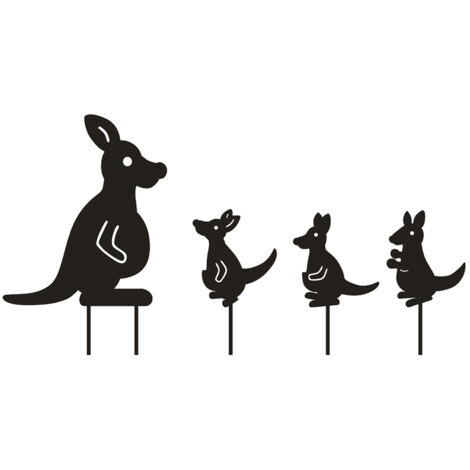 4-teilige Gartendekoration aus Metall, hohle Känguru-Silhouette-Skulptur für Rasen und Garten