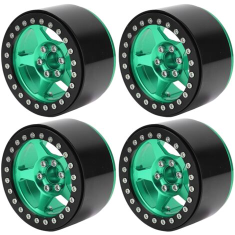 4-teilige, leichte 5-Speichen-Beadlock-Felgen aus Aluminiumlegierung für Micro Crawler Axial SCX10 90046 RC-Car, fluoreszierendes Grün