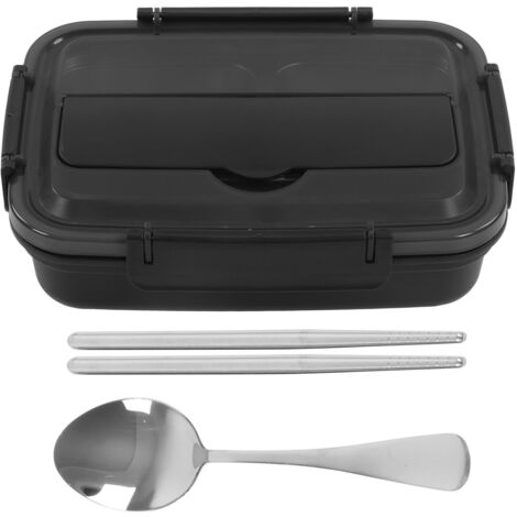 4-teilige Lunchbox aus Edelstahl 304, tragbarer Behälter für Schule und Büro, schwarz