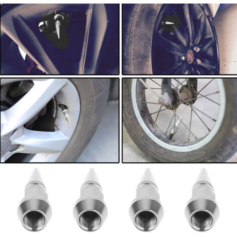 4-teilige Ventilkappen aus Aluminiumlegierung für Auto- und Lkw-Reifen, silber
